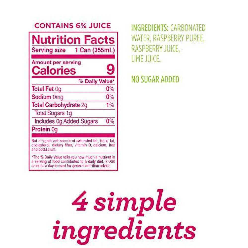 Raspberry Lime Sparkling Water, 12 Fl Oz Cans, Pack of 24 Q972510