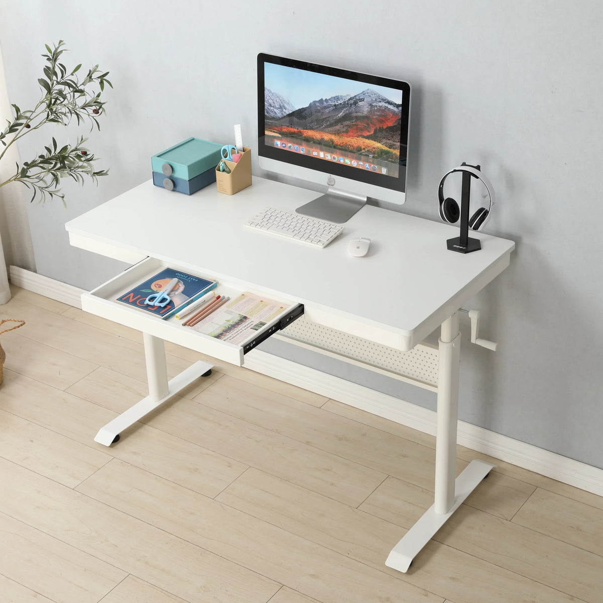 White 48 x 24 Inches Adjustable Height Standing Desk B647194
