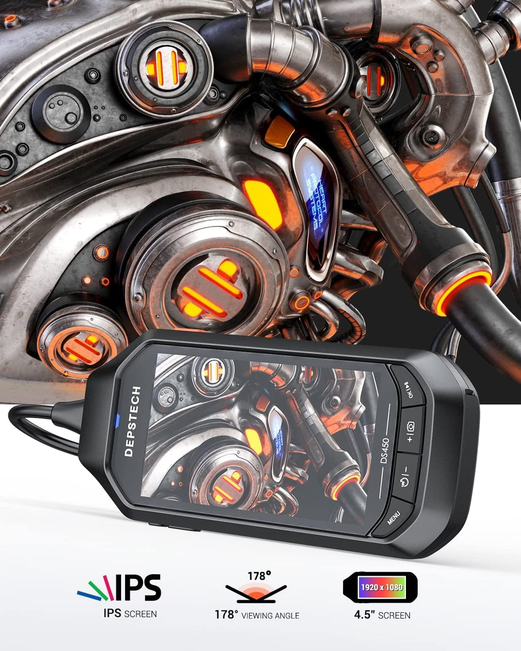 4.5 IPS Screen 1080P HD Dual Lens Borescope Camera I984
