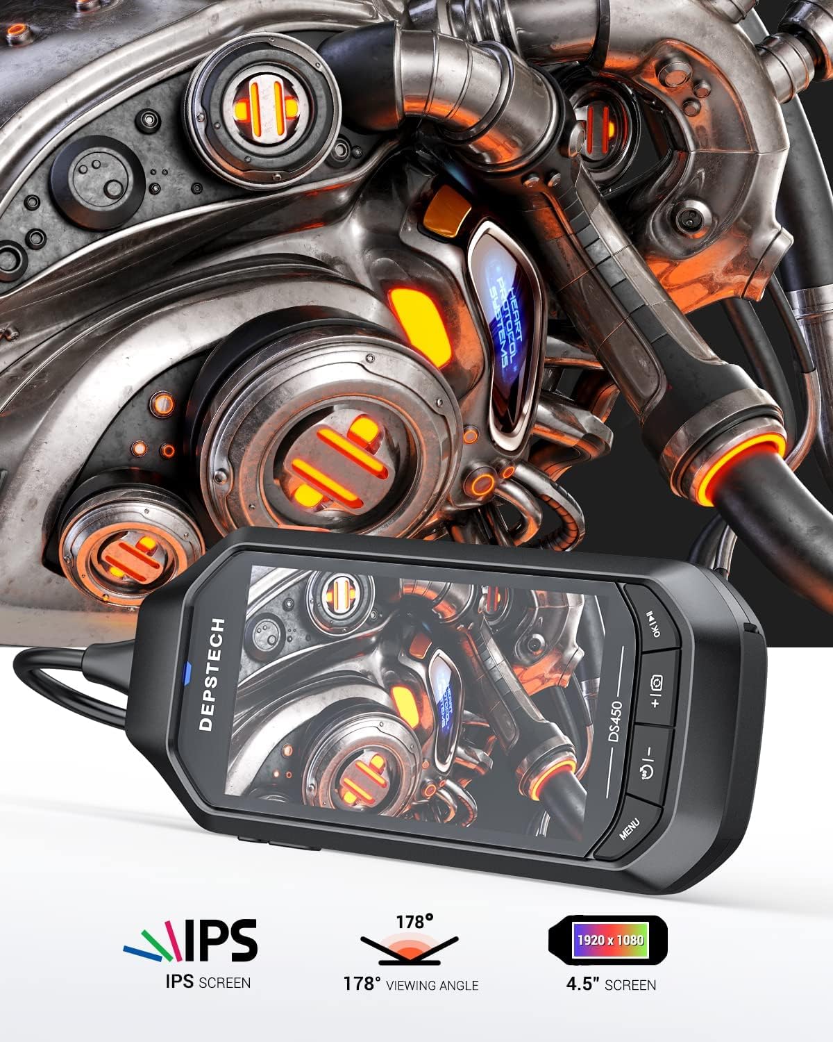 4.5 IPS Screen 1080P HD Dual Lens Borescope Camera I984
