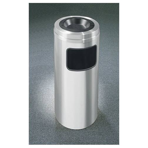 Satin Aluminum 17 Gallon Ash/Trash Receptacle with Sand Cover L4158