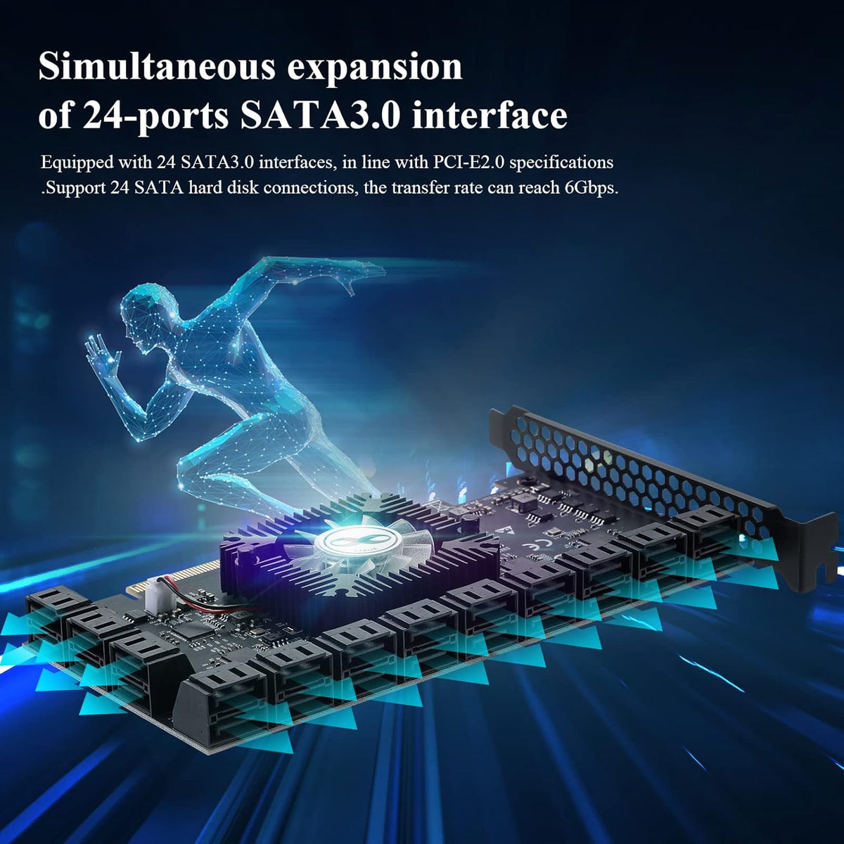 PCIE 16X SATA Card 24 Ports, 6 Gbit/s SATA 3.0 PCIe Card M903249