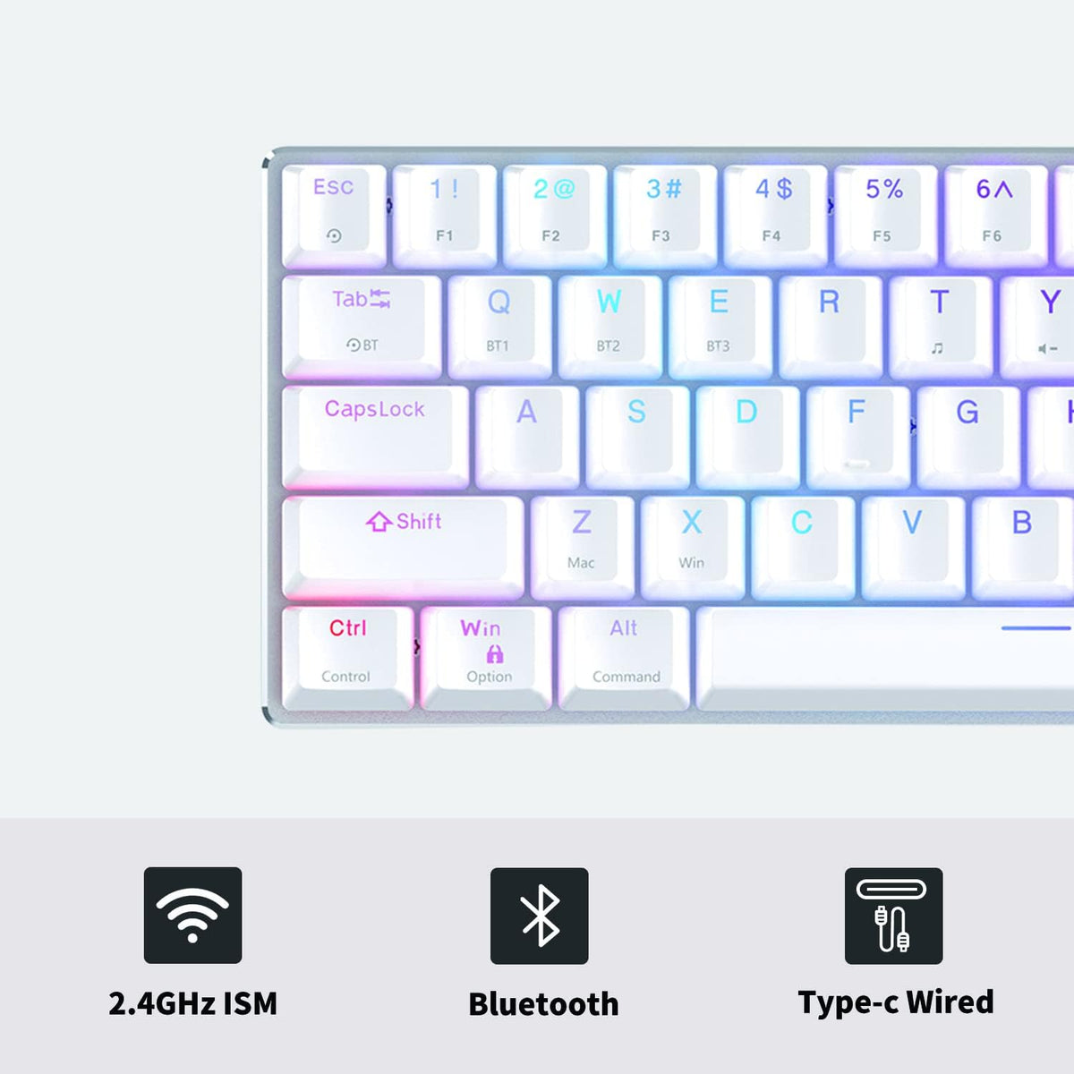 White 68 Keys Hot Swappable Mechanical Keyboard X70605