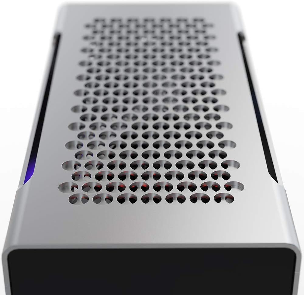 Silver Aluminum Mini ITX Computer Case with Black Tempered Glass Panel H80846