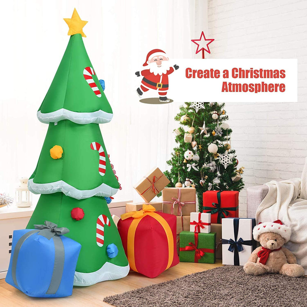 6FT Christmas Inflatable Decorations Tree with Led Lights and Blower G596