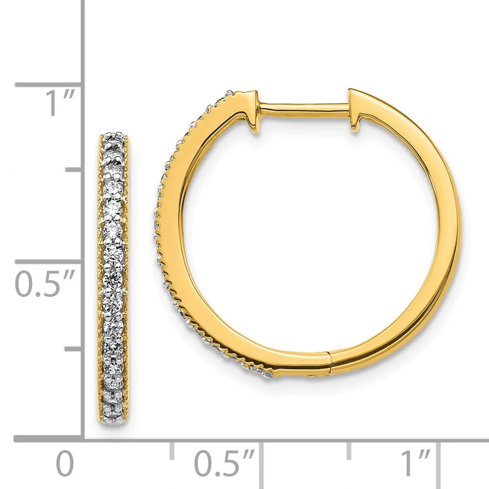 14kt Yellow Gold Diamond Hinged Hoop Earrings I15577