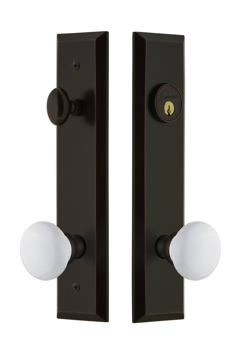 Tall Plate Entry Set with Hyde Park Knob in Timeless Bronze C15593