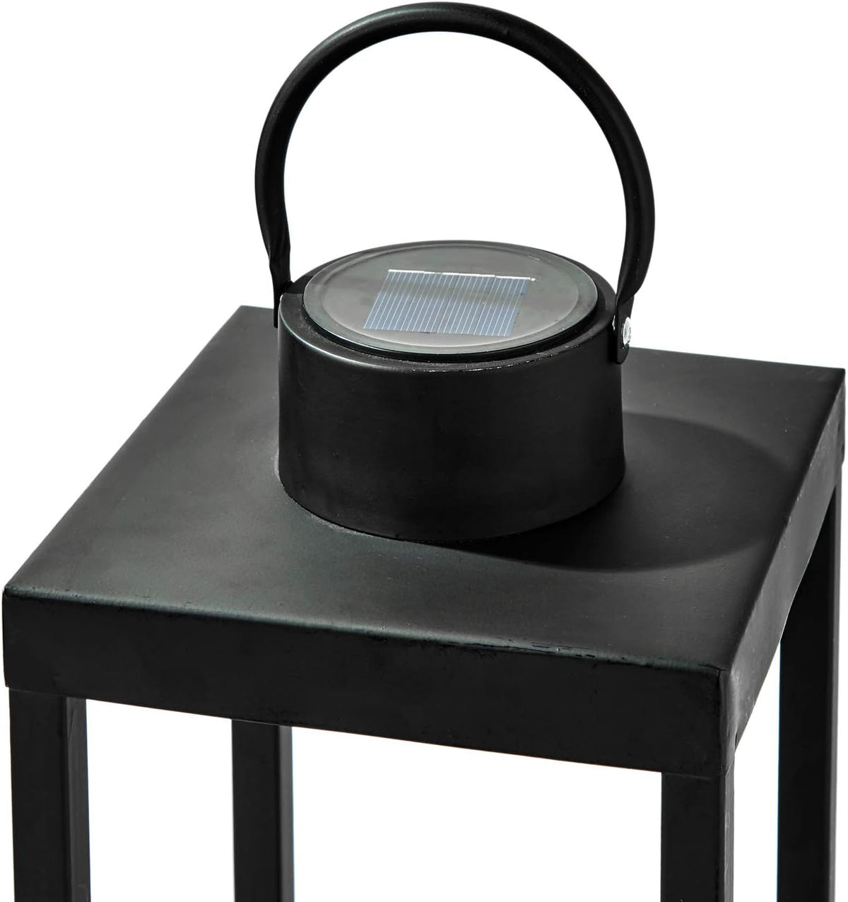Large Outdoor Lantern with Solar Candle, 18 Inch Tall, Matte Black Metal Frame, Waterproof Flameless Pillar Candle S803277