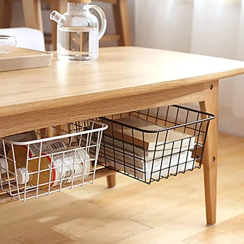 15.2" Black Metal Wire Storage Baskets 6 Pack with Handles V4817