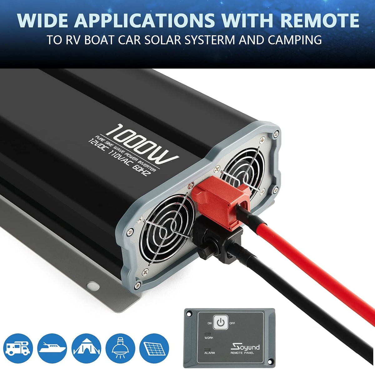Pure Sine Wave 2000 Watt Power Inverter with Remote Controller X82530