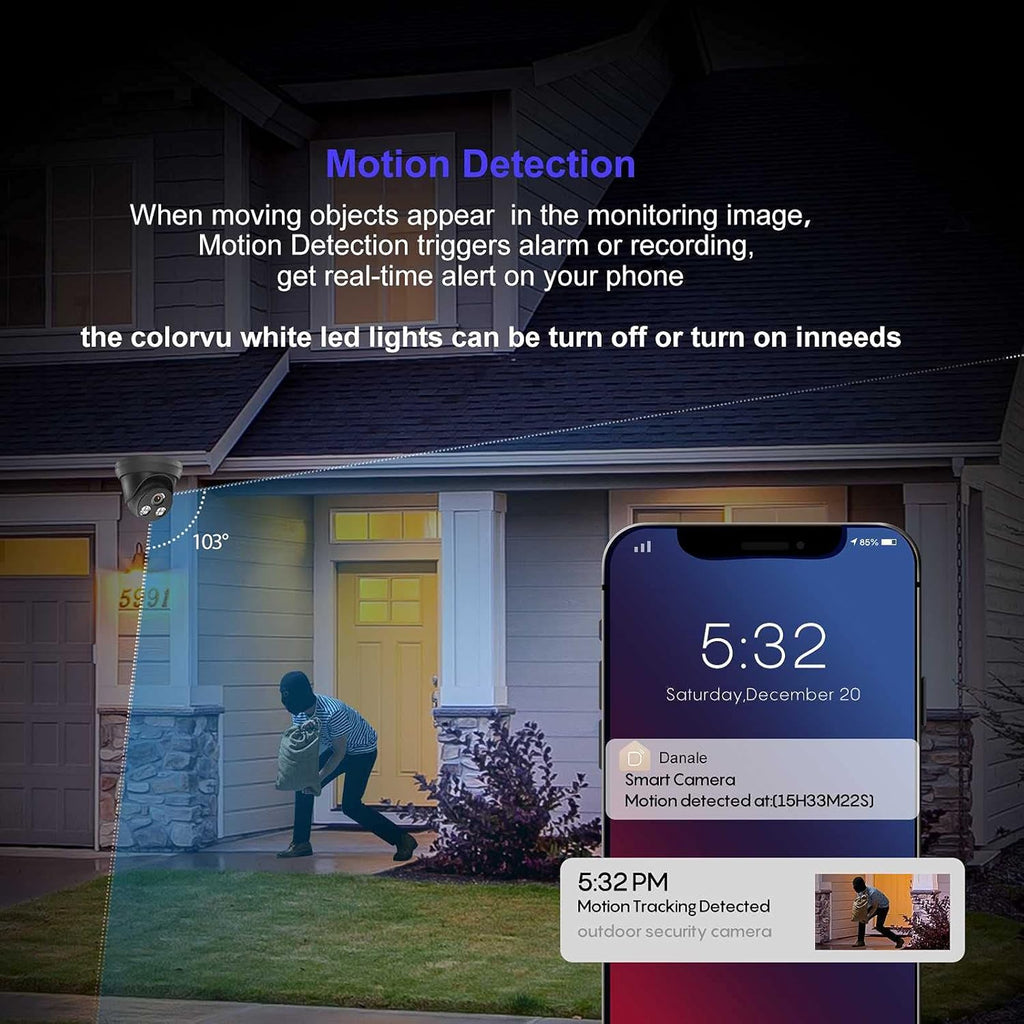 4K 8MP Full Color Night Vision POE IP Security Camera, 2.8mm Fixed Lens, Built-in Mic, IP67 Waterproof E1902