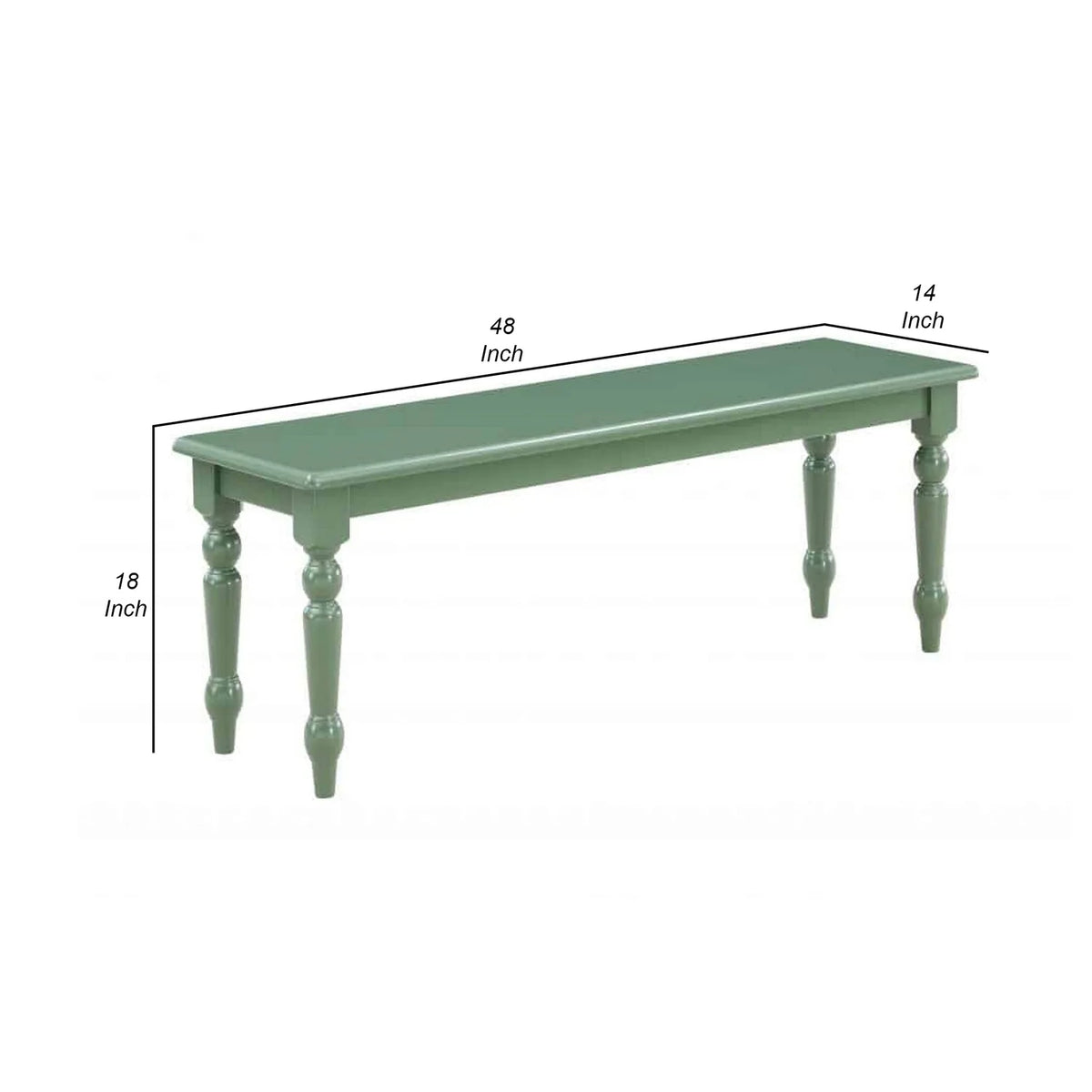 48 Inch Modern Wood Dining Bench with Turned Legs L538