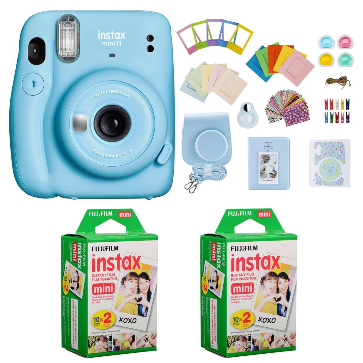 Sky Blue Instant Film Camera with Accessory Kit O63065