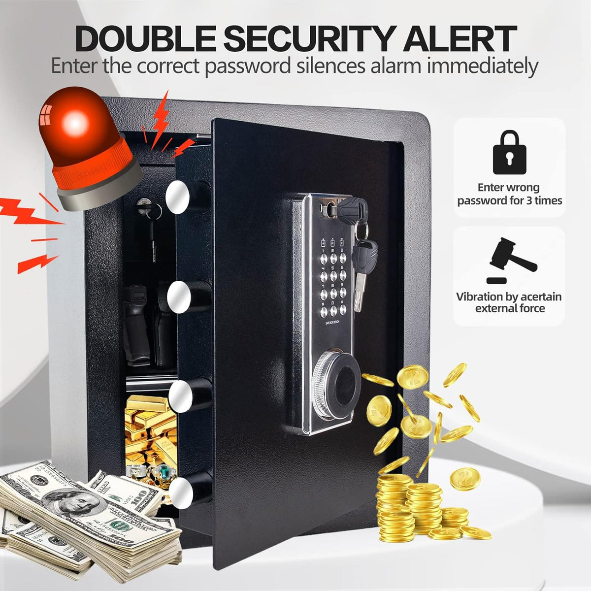 2.05 Cub Security Safe with Digital Keypad Fireproof Safe with Inner Cabinet LED Light V712516