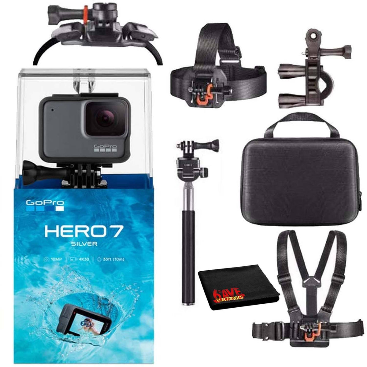 Waterproof Digital Action Camera with Accessories (Silver) E7670