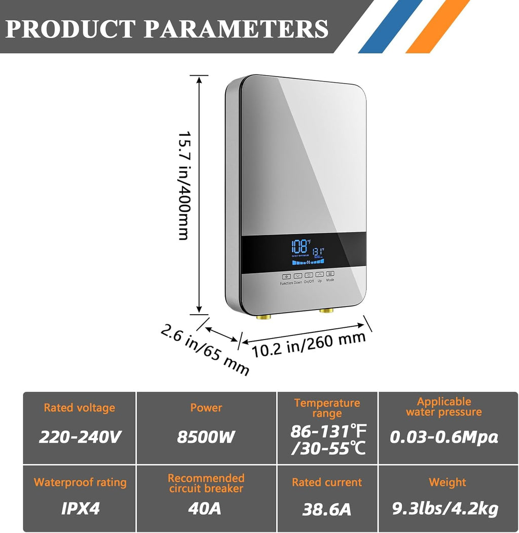 8.5KW 240V Point of Use Electric Tankless Water Heater A985