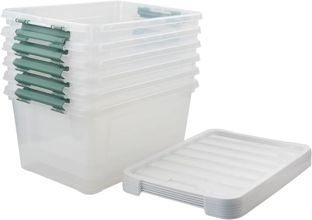 20 Quart Clear Plastic Bin with Lid, 6 Packs J10448