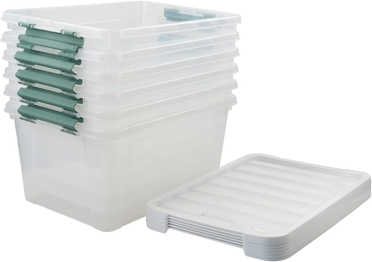 20 Quart Clear Plastic Bin with Lid, 6 Packs J10448
