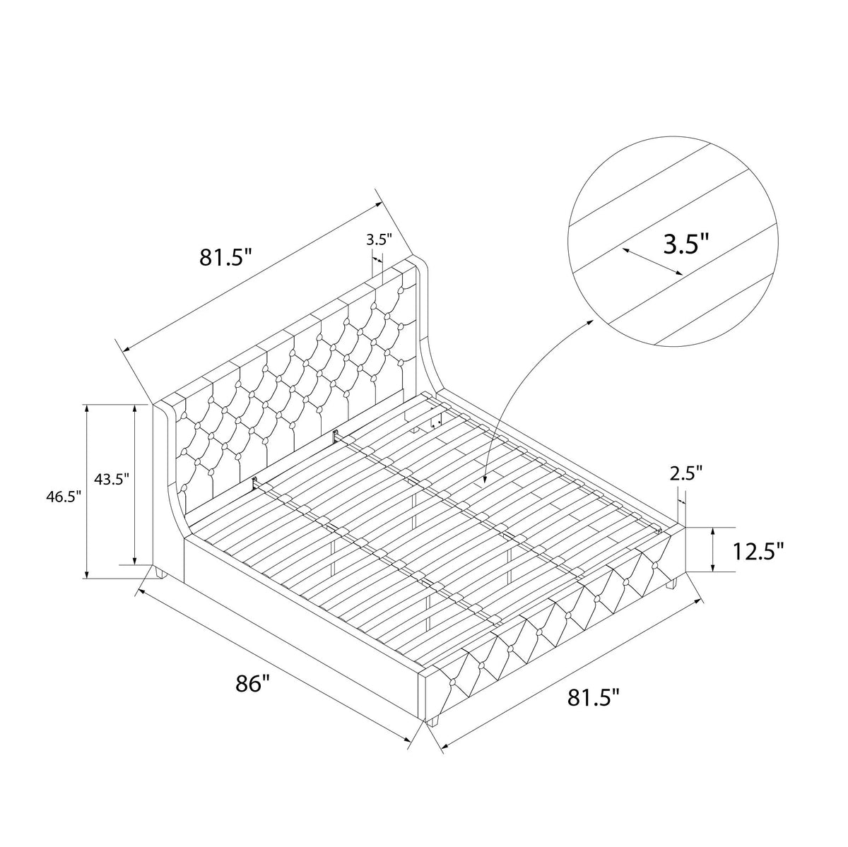 King Light Gray Linen Upholstered Bed N746921