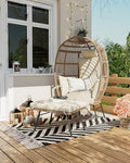 Grey Wicker Egg Chair with Ottoman G8630