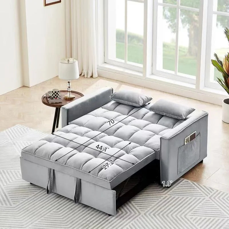 Black Velvet 3 in 1 Sleeper Sofa Bed L5539