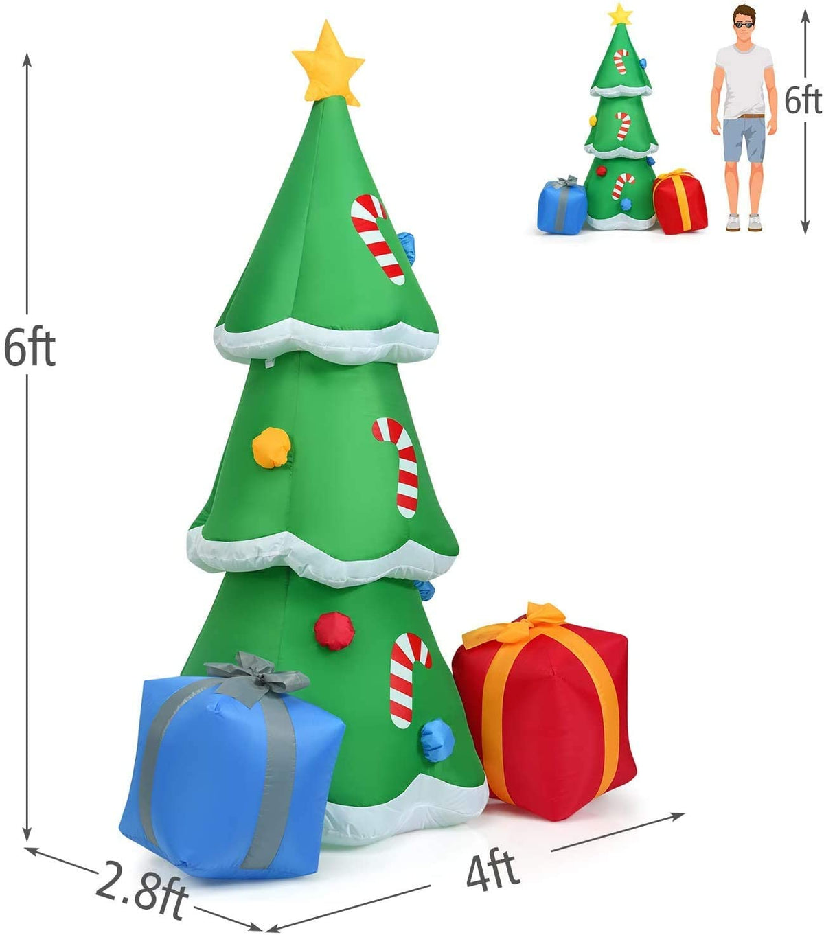6FT Christmas Inflatable Decorations Tree with Led Lights and Blower G596