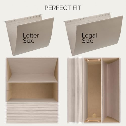 Collapsible Linen File Organizer Box Set of 2 with Lid J12532