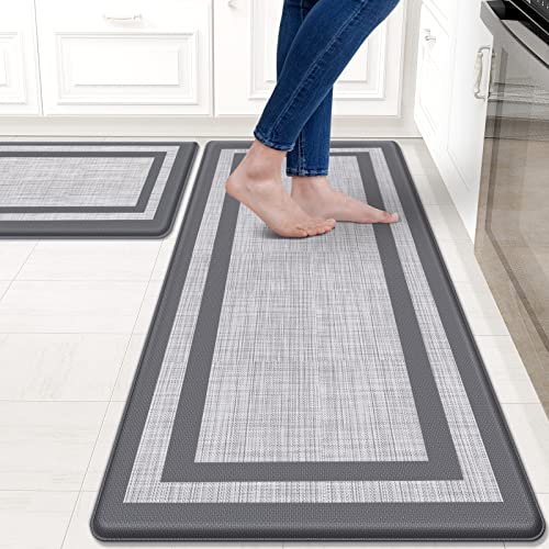 2 PCS Black and Gray Anti-Fatigue Kitchen Mat B5802