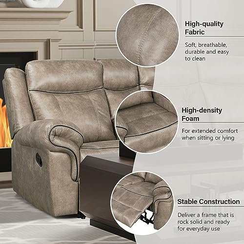 L-Shaped Faux Leather Recliner Corner Sectional Couch with Console & Cup Holders M33678
