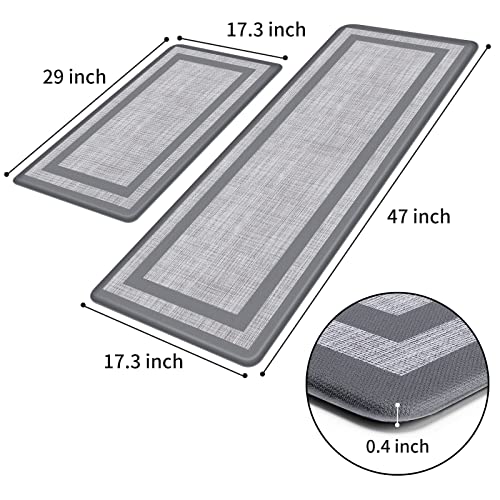 2 PCS Black and Gray Anti-Fatigue Kitchen Mat B5802