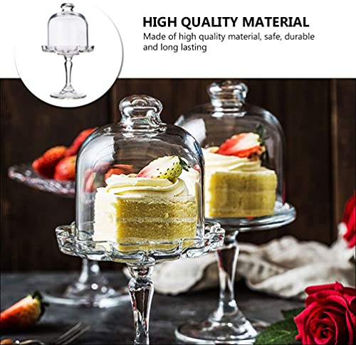 Mini Cake Stand Glass Cupcake Display Plate with Dome Cover Pedestal Dessert Stand Holder Z2723