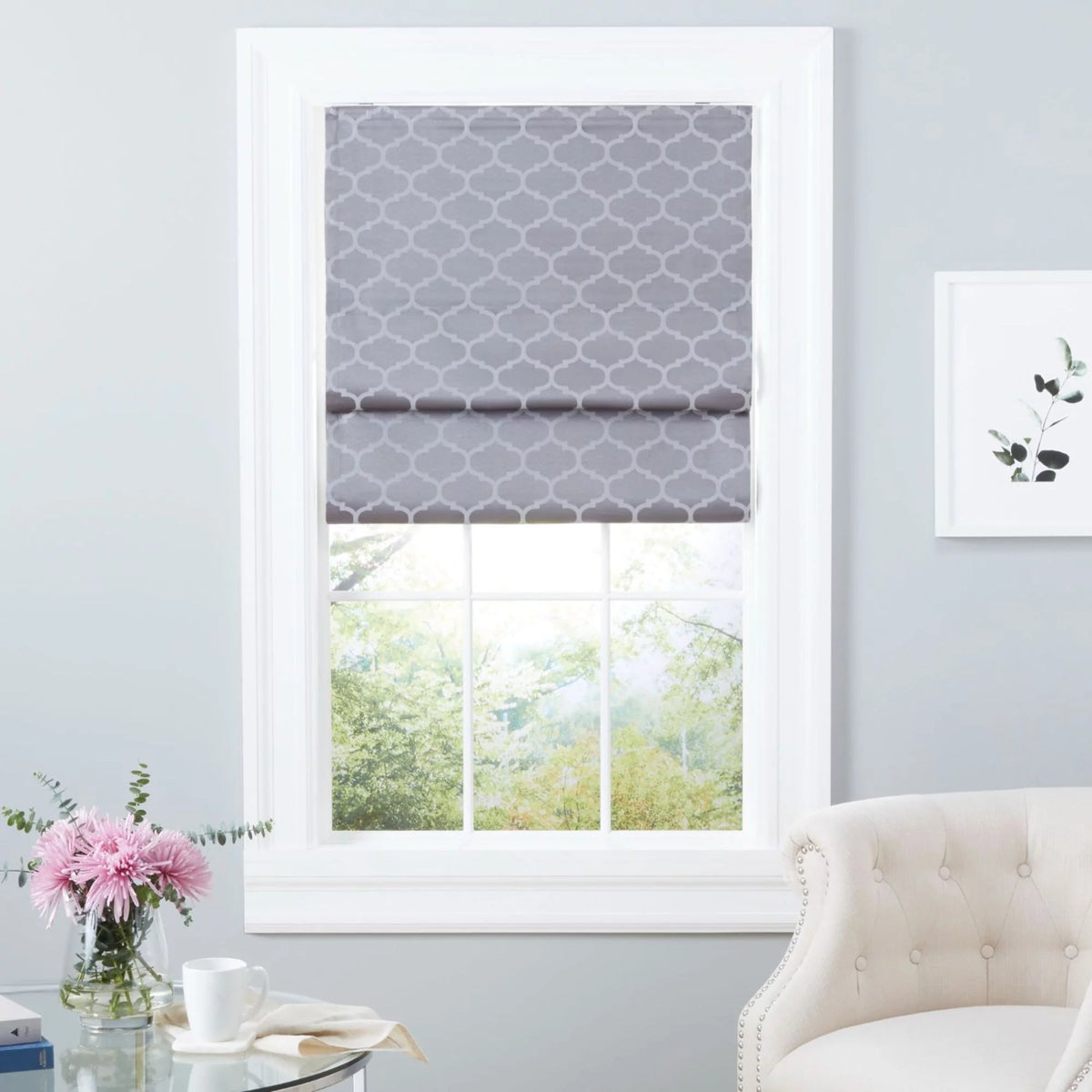Dark Grey Blackout Roman Shade P53689