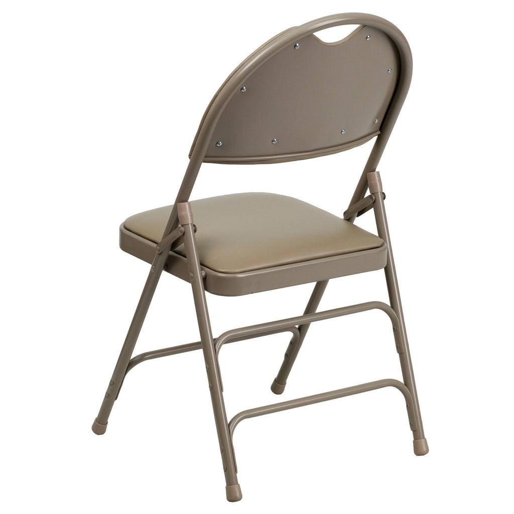 Beige Vinyl Metal Folding Chair R891
