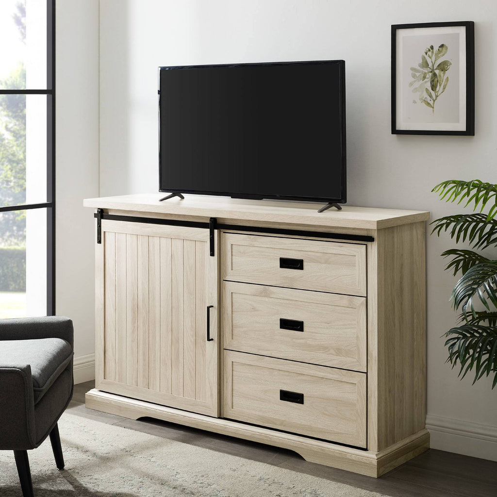 Farmhouse Sliding Door Sideboard with 3 Drawers Birch C363978