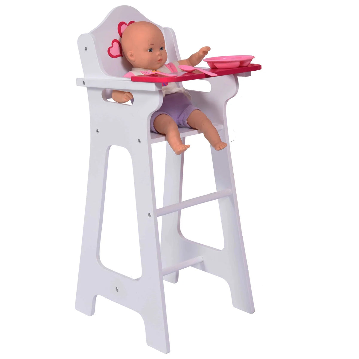 Wooden Doll High Chair with Doll Bib Fits 18" Dolls Y1469