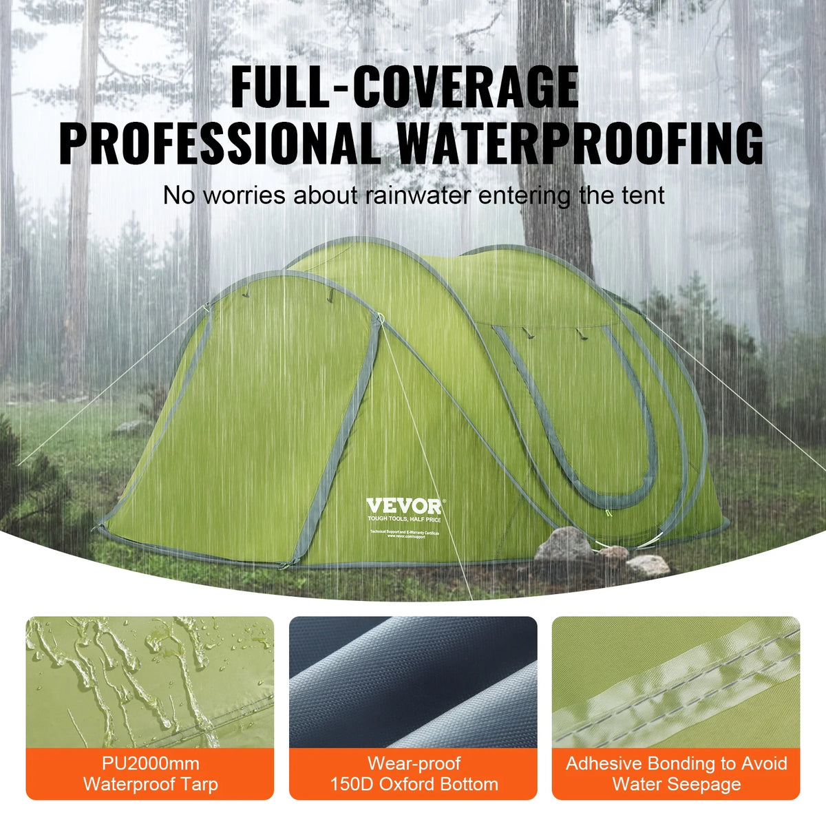 4 Person Waterproof Pop Up Camping Tent A323566