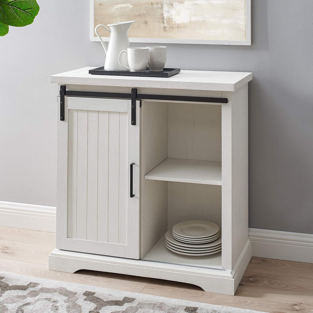 White Oak Sliding Slat Door Storage Cabinet F4253