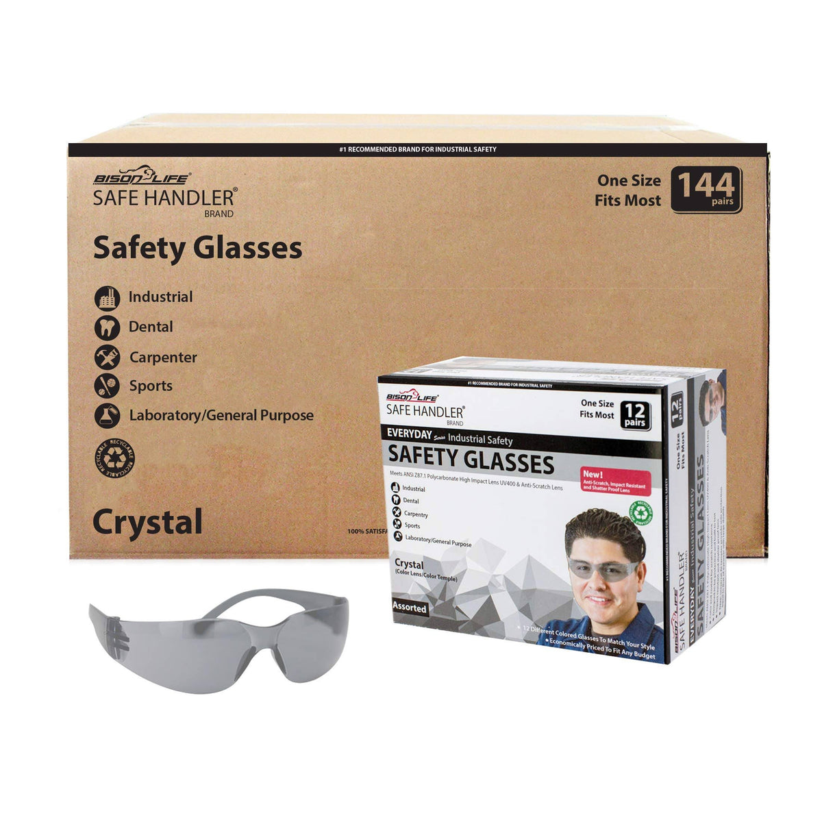 Full Color Grey Safety Glasses Pack of 144 G54912