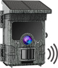 Solar Powered Trail Camera WiFi 2K 24MP Bluetooth Game Camera with Night Vision IP66 Waterproof Gray J902640