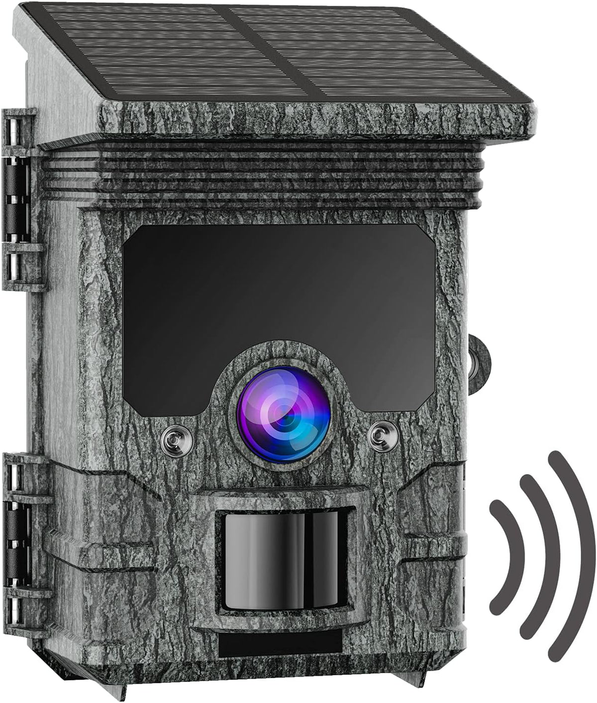 Solar Powered Trail Camera WiFi 2K 24MP Bluetooth Game Camera with Night Vision IP66 Waterproof Gray J902640