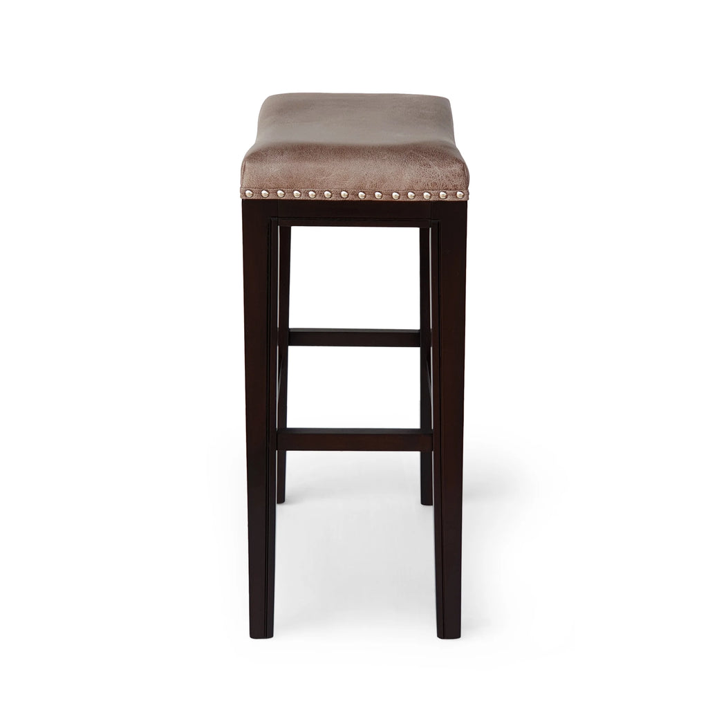Gray and Cappuccino Brown Upholstered 30 Inch Backless Barstool Set of 2 T815308