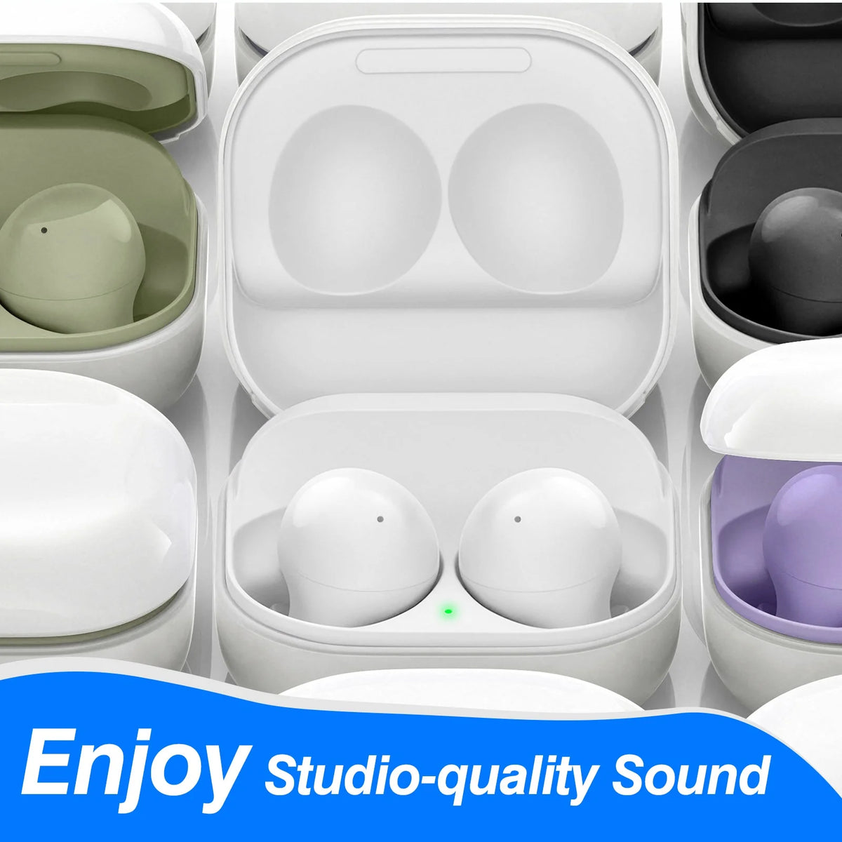 White Truly Wireless Bluetooth Headphones with Noise Isolation Y7867