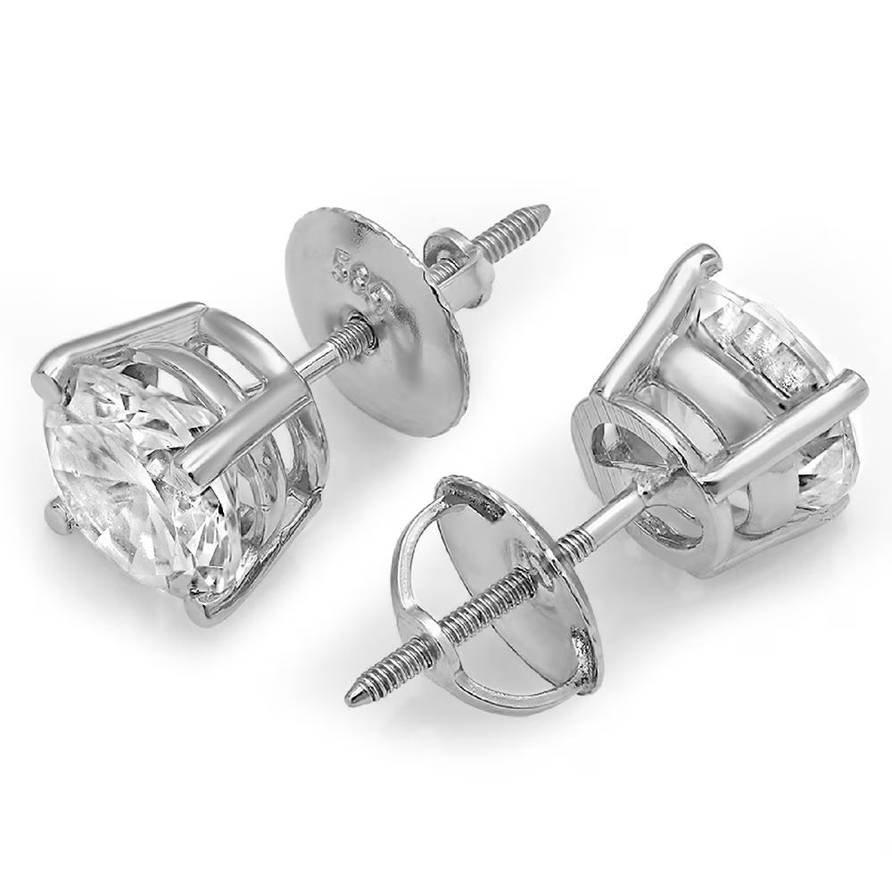 18K White Gold Solitaire Stud Earrings T5436