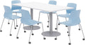 White Dining Table with Sky Blue Caster Chairs O69821