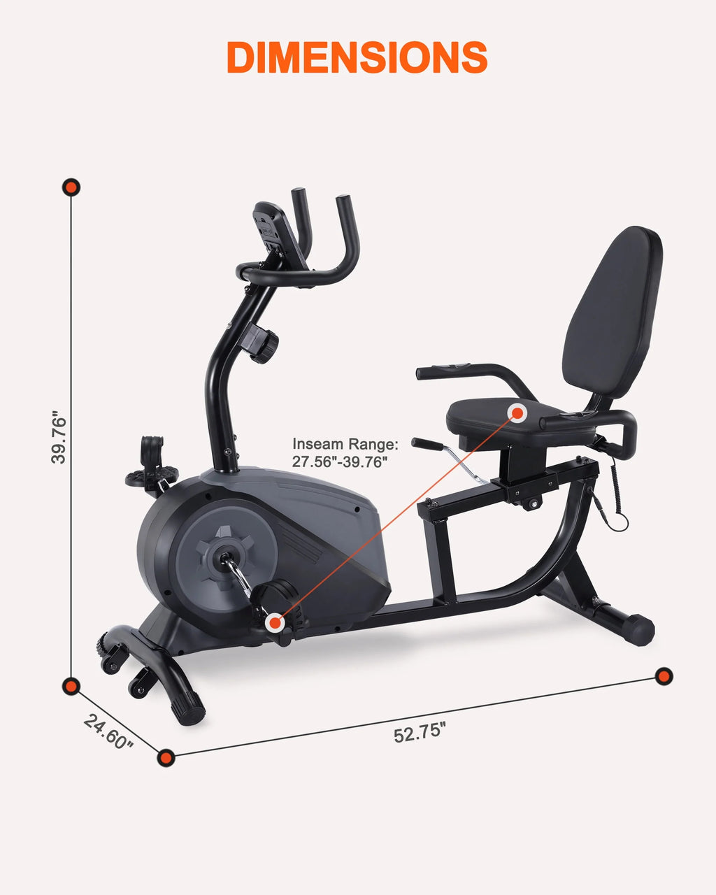 Recumbent Exercise Bike with 16 Levels Resistance 350 lb Weight Capacity K158
