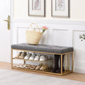 Grey Upholstered Storage Bench with Nailhead Trim D5999