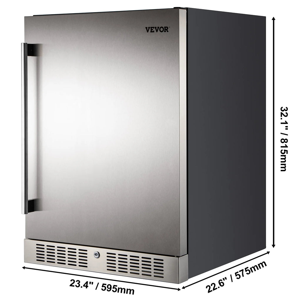 24'' Built-in Beverage Cooler 5.5 cu.ft. Reversible Door 142 Can Black & Silver A953