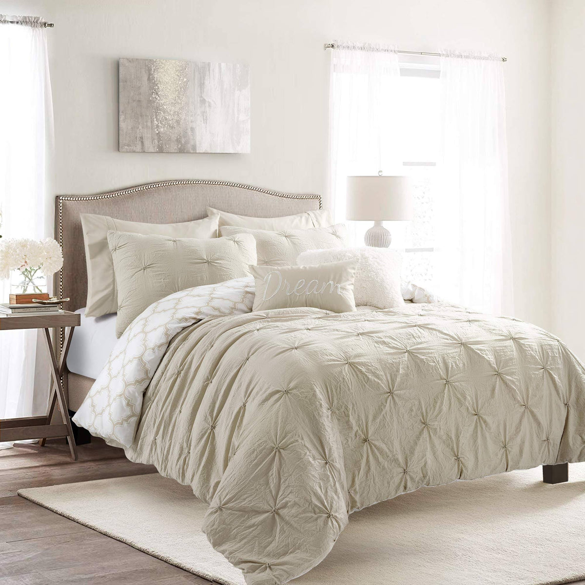 Pintuck Geo Comforter Set Full/Queen R5320