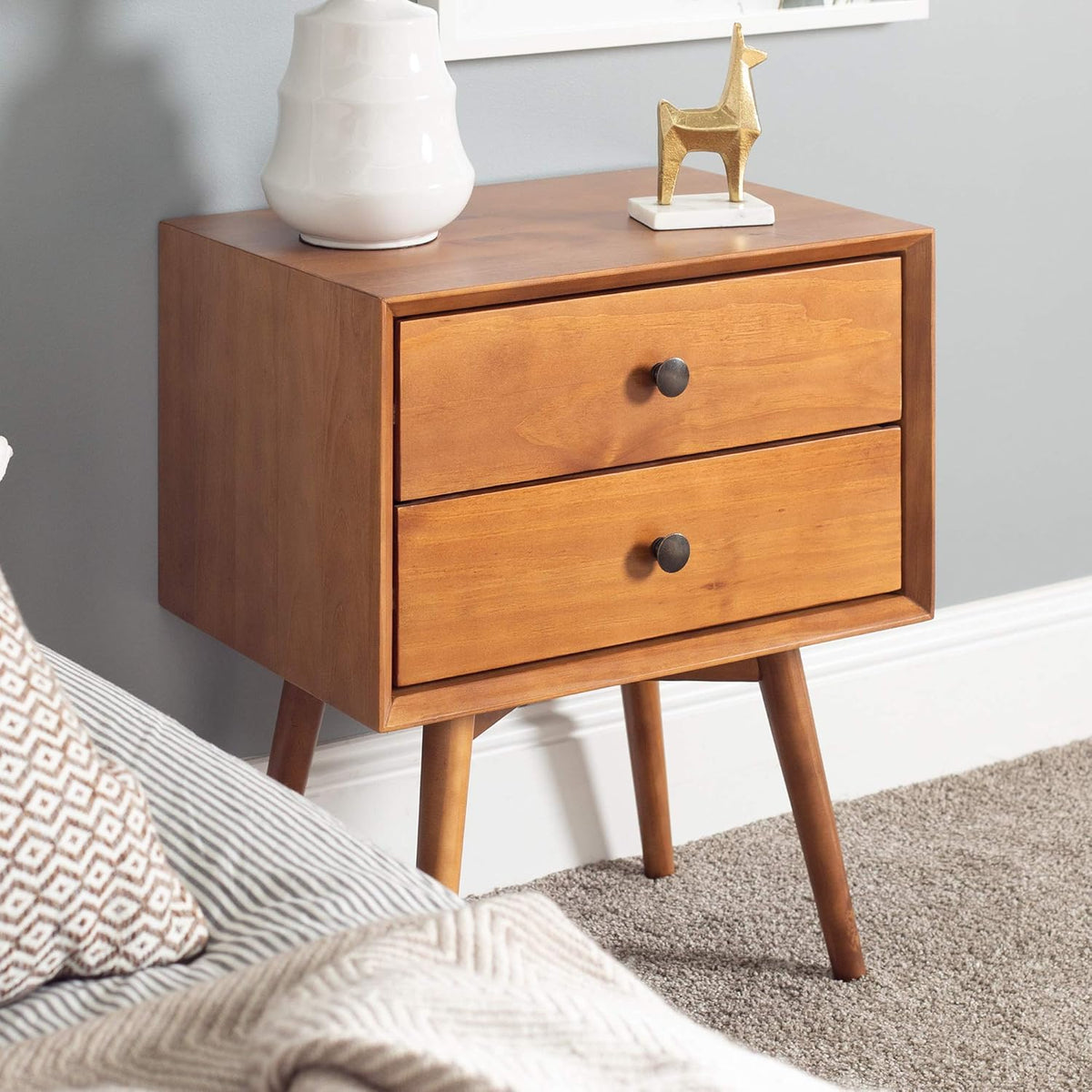 Wood 2 Drawer Nightstand Side Table S790