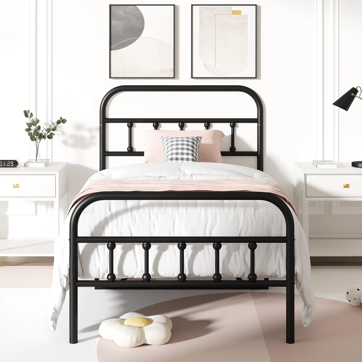 Full Size Metal Platform Bed Frame with Headboard C26102